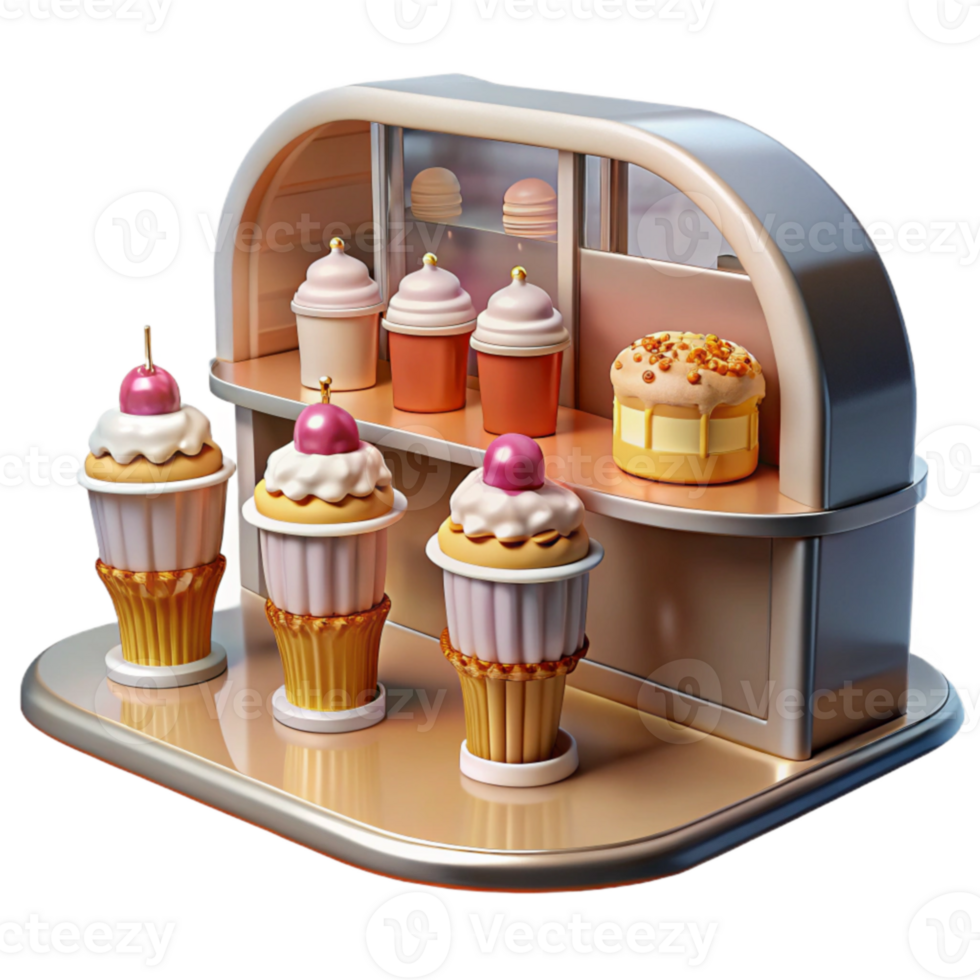 magnificent artistic Sweet Treats Stand Cupcakes, Ice Cream, and Cake authentic png