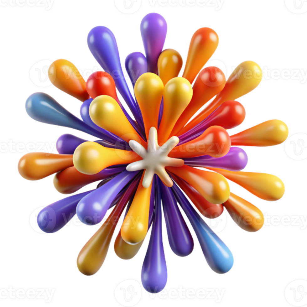 Abstract Colorful Burst 3D Render of Vivid Splashes png