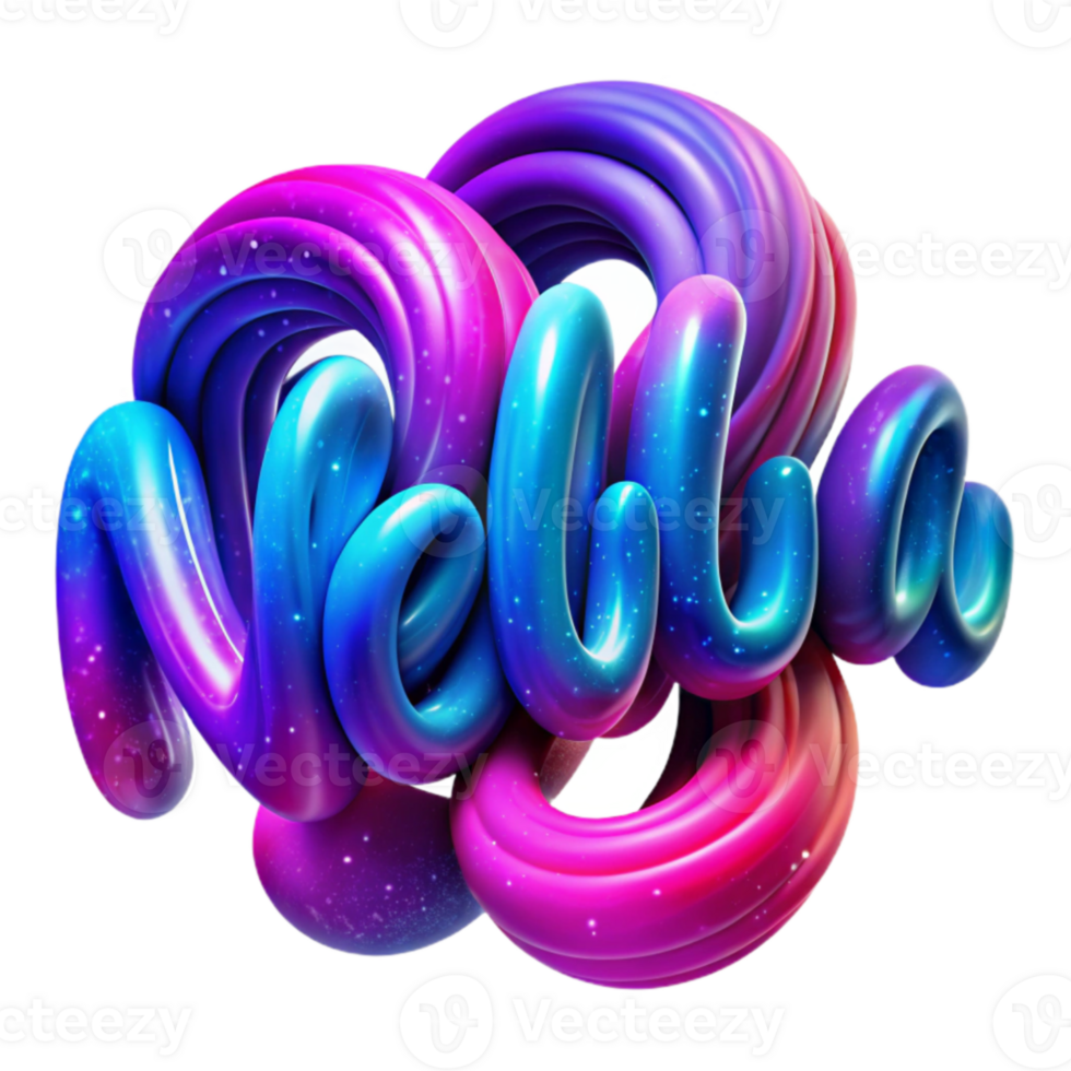 vibrant minimalist Cosmic Swirls 3D Galaxy Text Effect authentic png