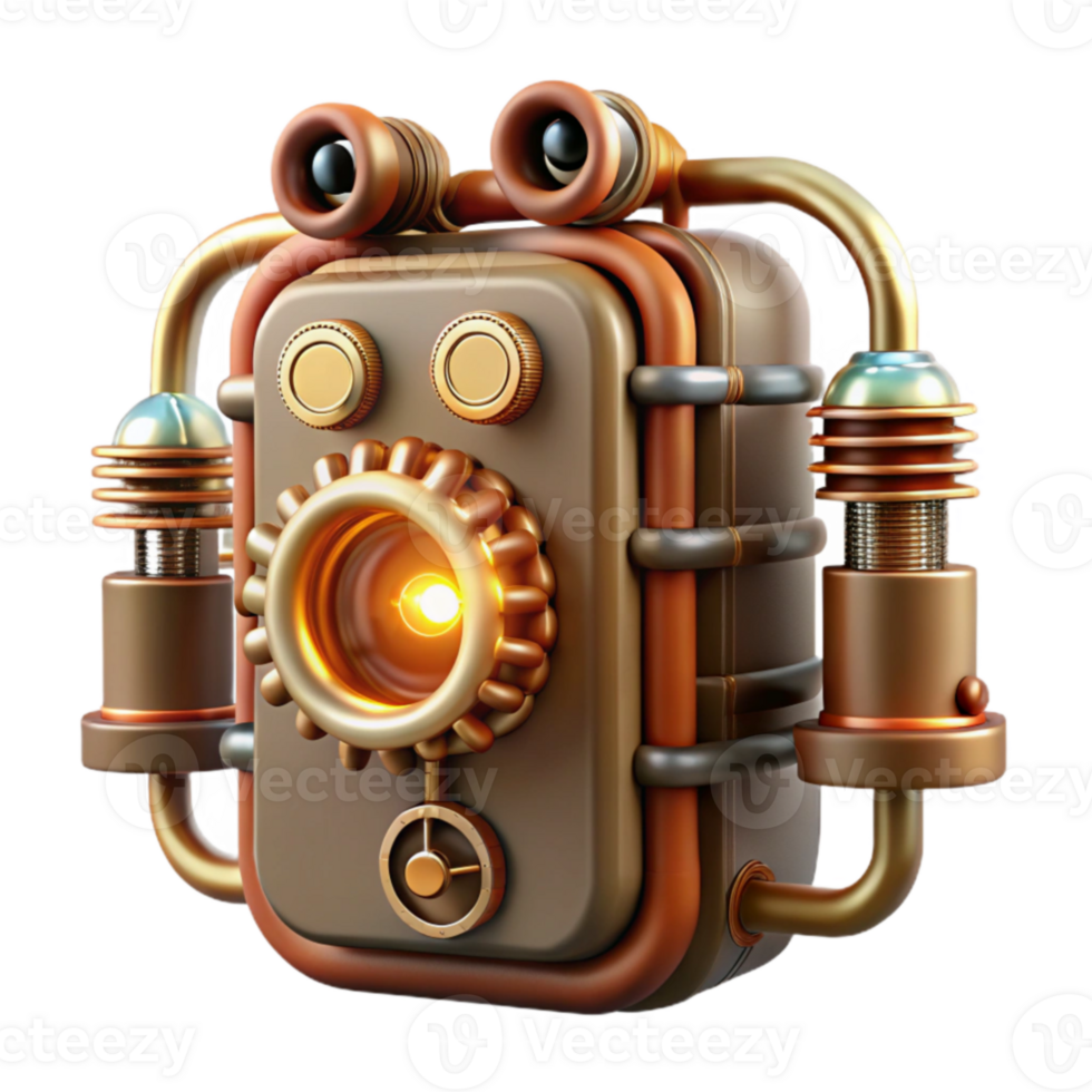 Steampunk Robot Gear-Driven Automaton Design png