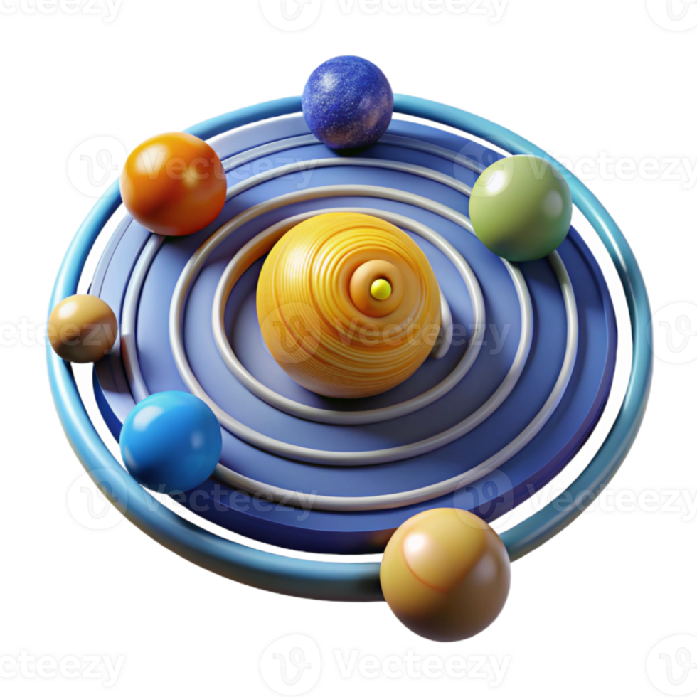 Colorful Planetary System Model Orbits, Planets, and Space png
