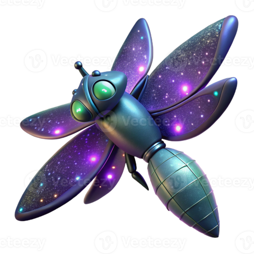 Cosmic Dragonfly 3D Render of Futuristic Insect png