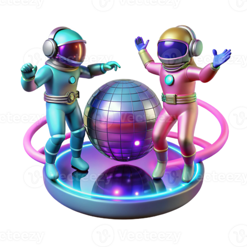 Astronauts Disco Party Cosmic Dance Scene png
