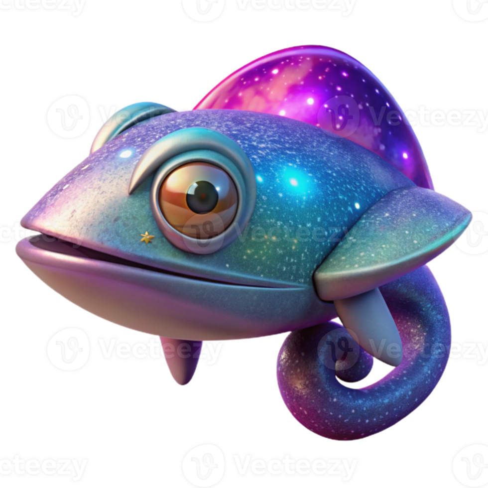 wonderful minimalist Cosmic Chameleon Galaxy Creature 3D Render high resolution png