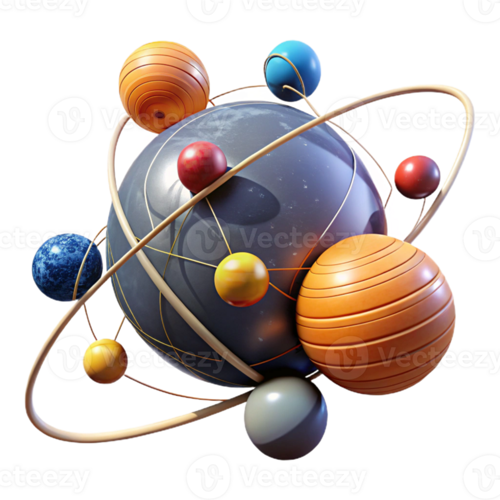 Colorful Cosmic Sphere Planetary System Visualization png