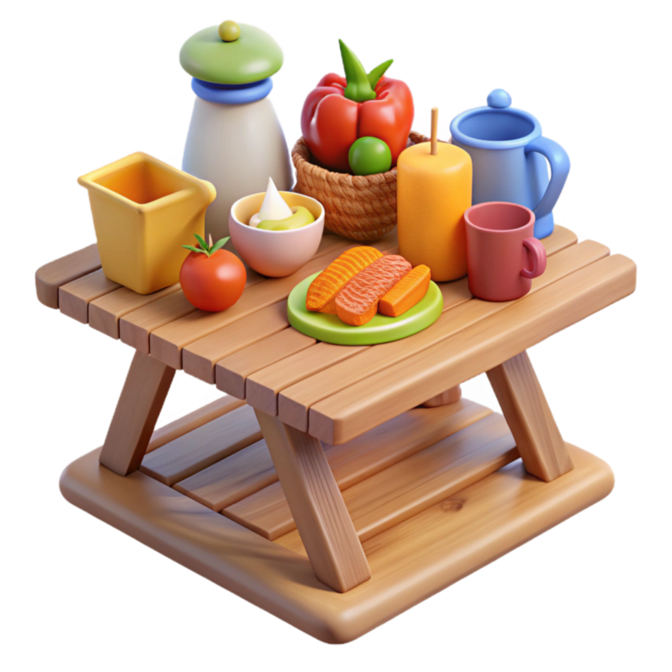 beautiful abstract Picnic Table with Food and Drinks exclusive png