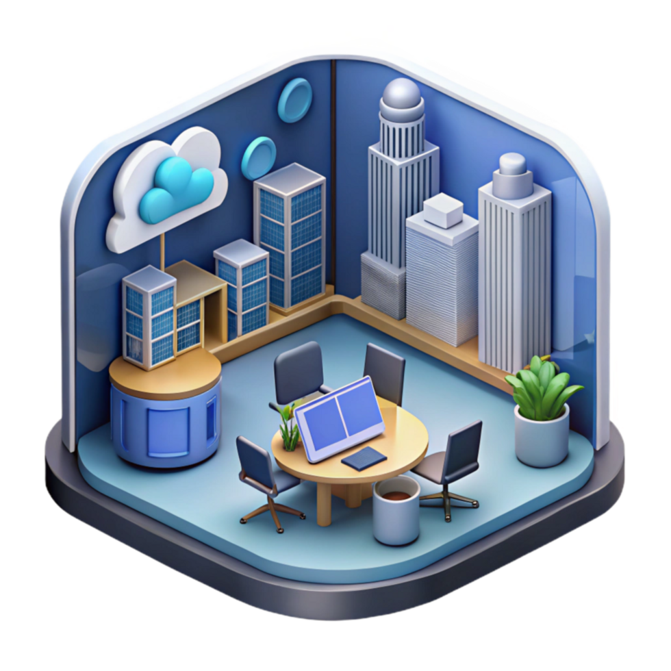 Cloud Computing Modern Office Workspace Visualization png