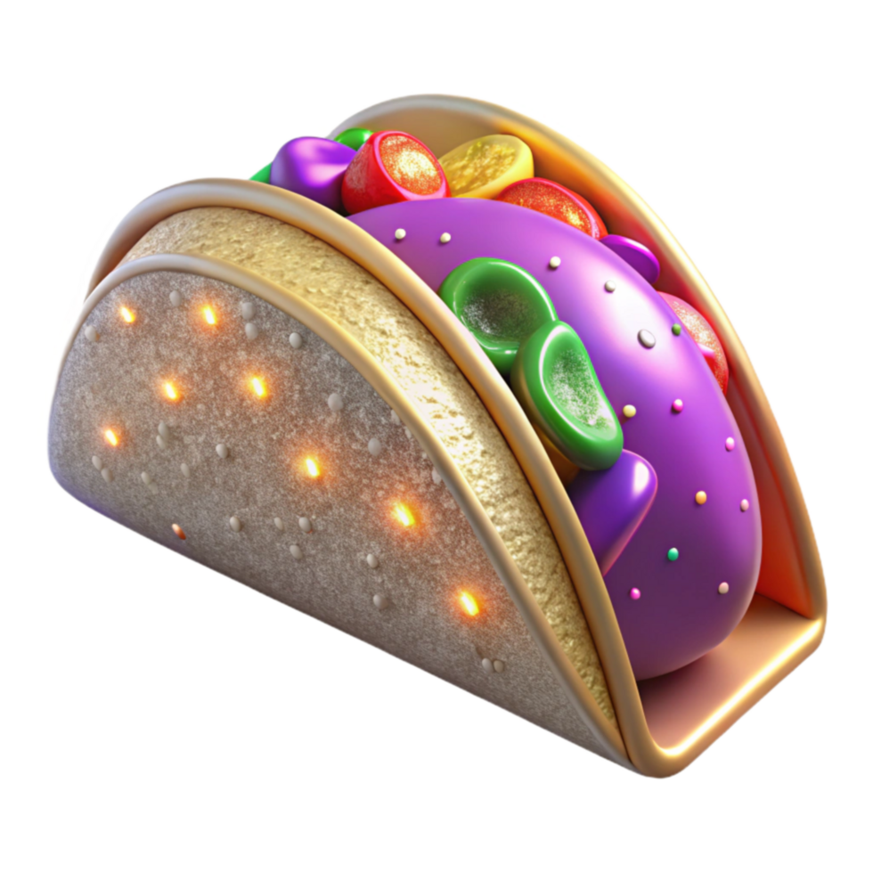 Glowing Taco with Colorful Filling png