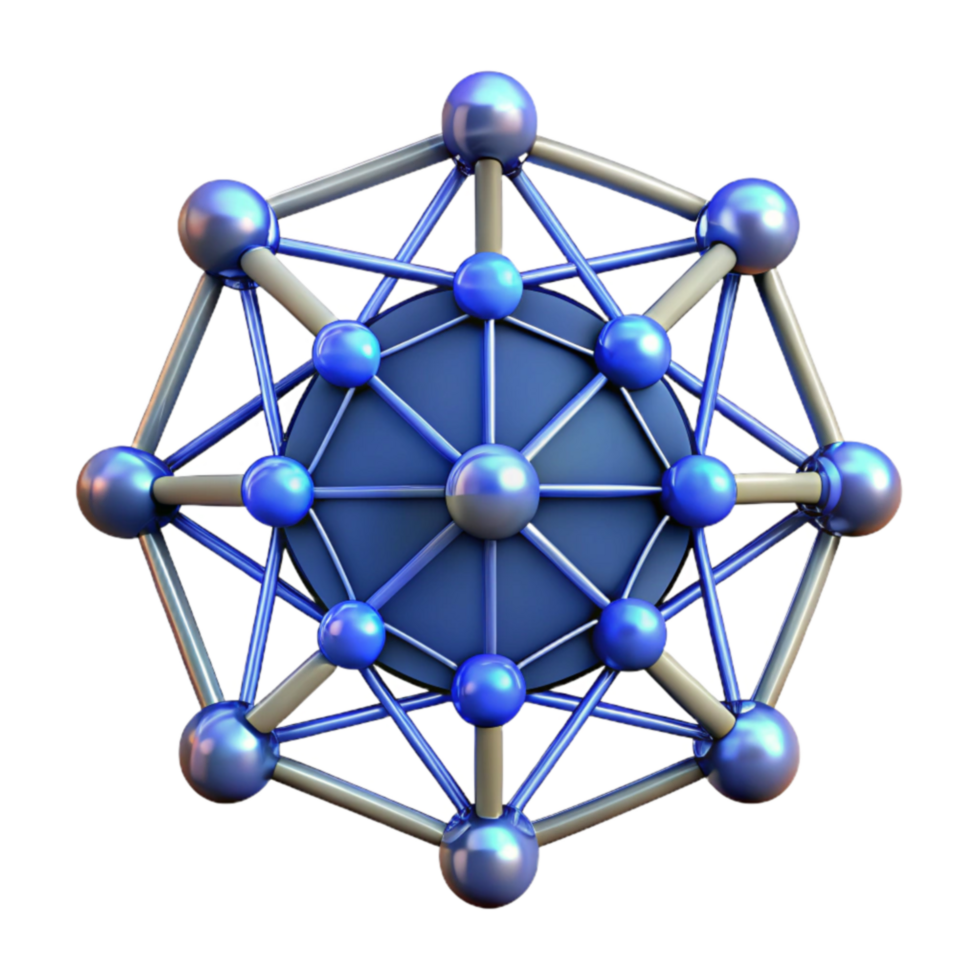 wonderful modern Complex Network Structure 3D Model of Interconnected Nodes detailed png