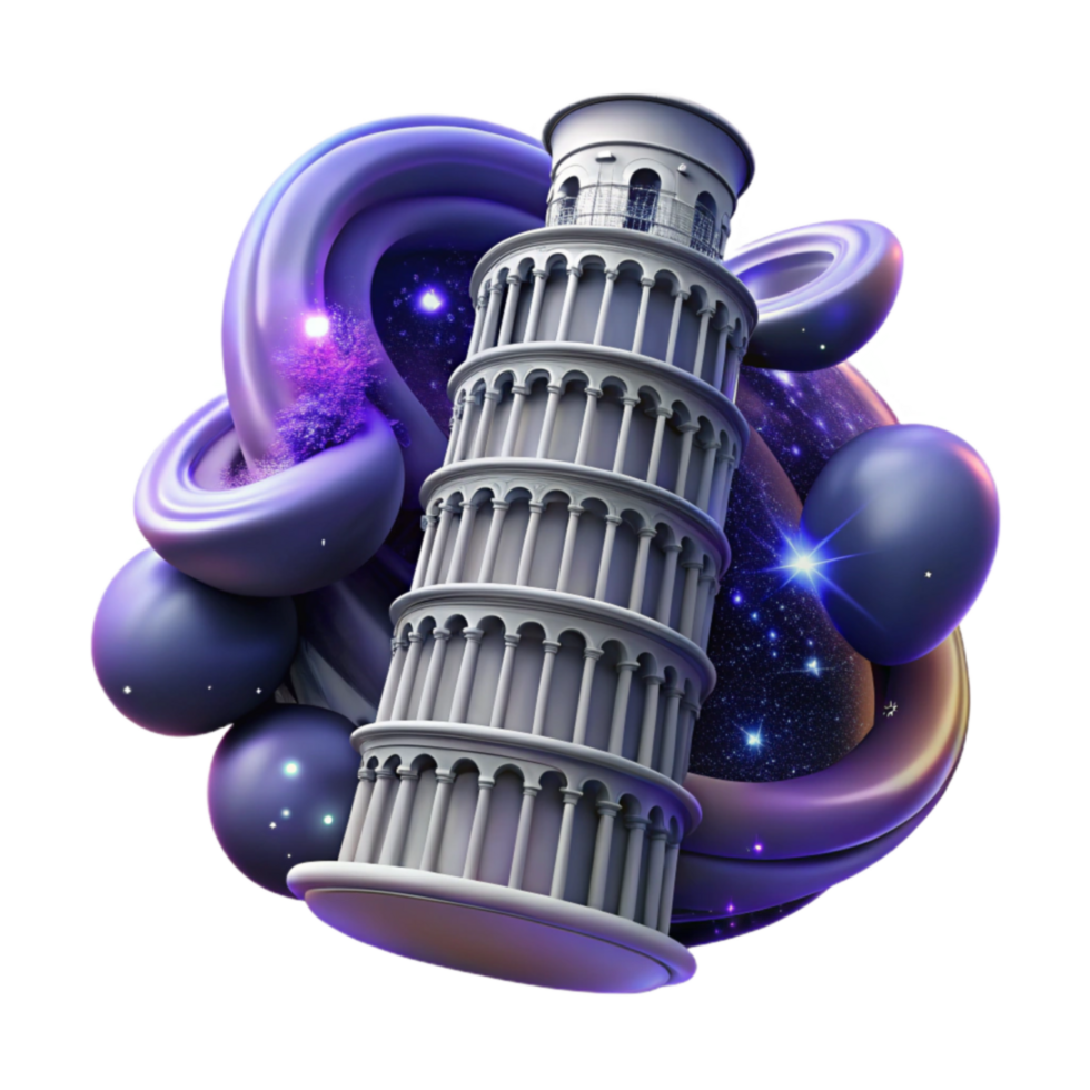 beautiful traditional Cosmic Tower Abstract Architecture in Space high resolution png