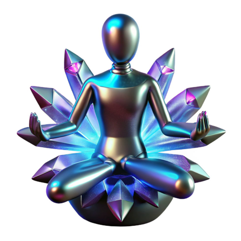 Serene Figure in Crystal Lotus A Meditation Visual png