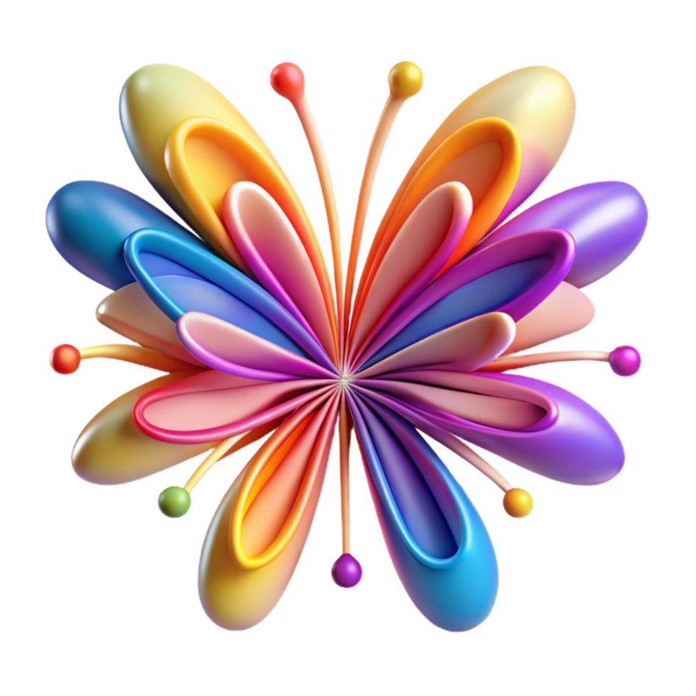 dramatic creative Abstract Colorful Flower 3D Render detailed png