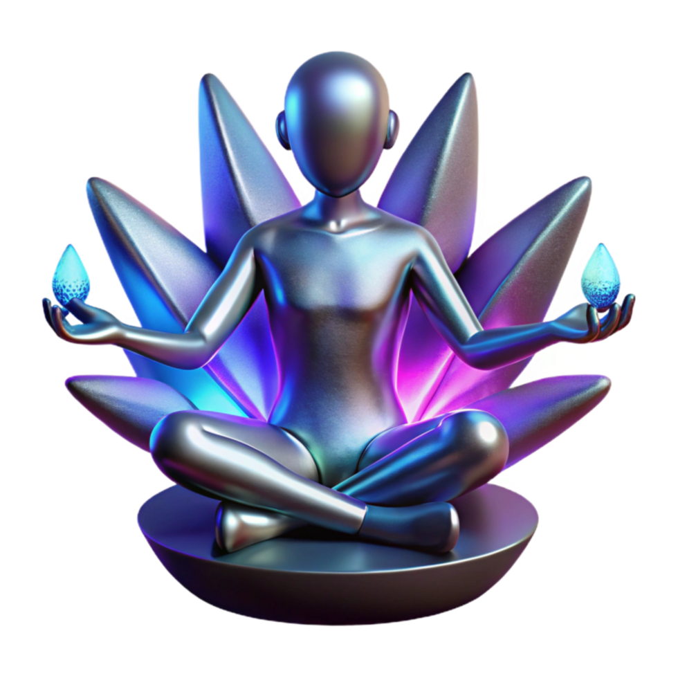 serene rustic Serene Figure in Lotus Pose with Glowing Petals genuine png