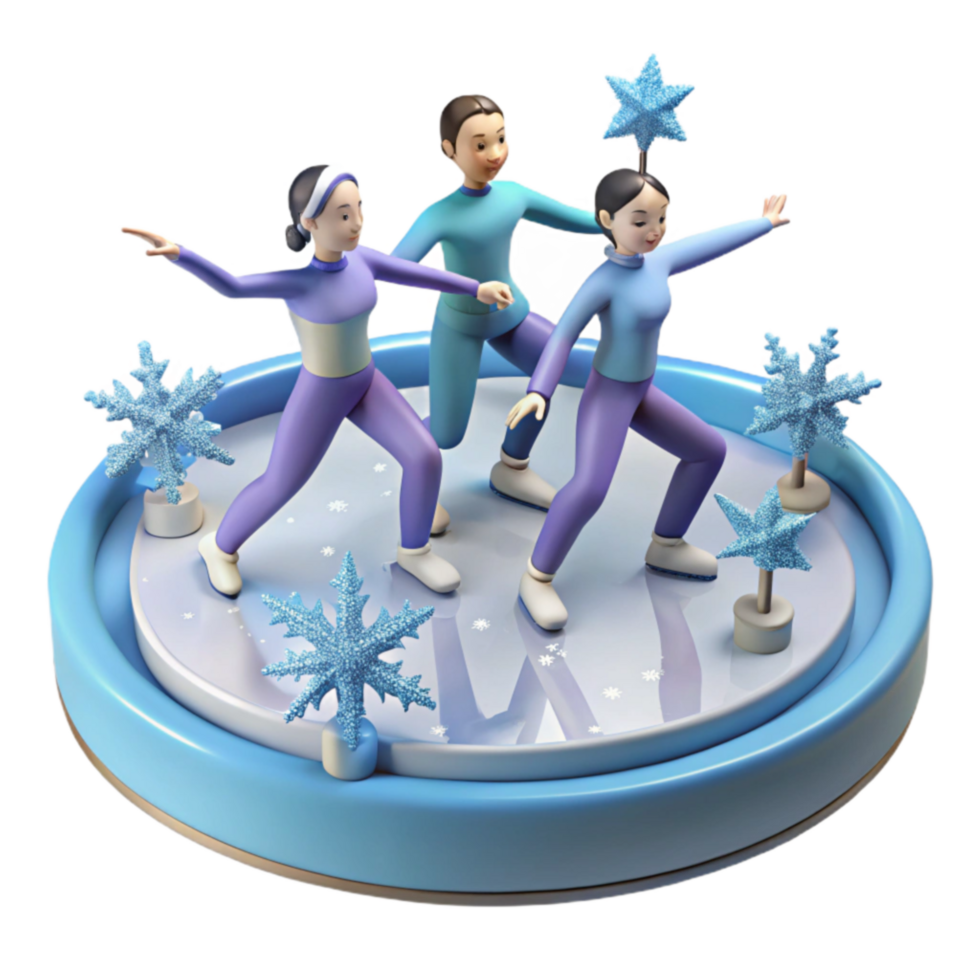 beautiful abstract Winter Sports 3D Ice Skating Animation original png