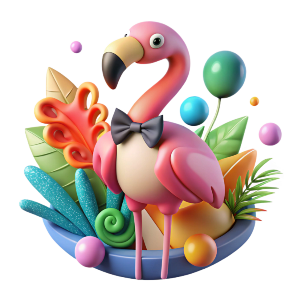 stunning contemporary Summer Flamingo in Tropical Paradise professional png