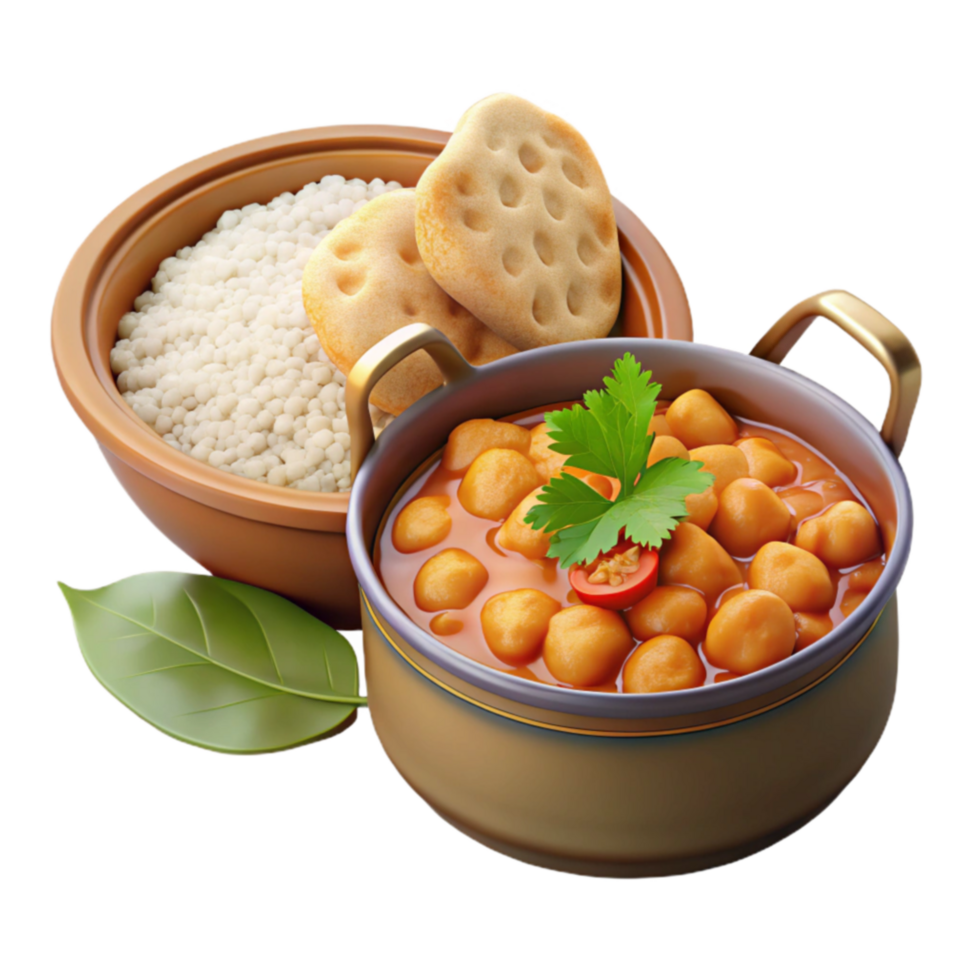 Chickpea Curry with Rice and Flatbread png