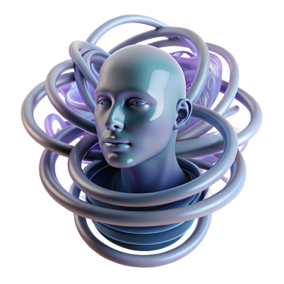 extraordinary creative Abstract Head Entangled in Rings Digital Art high resolution png