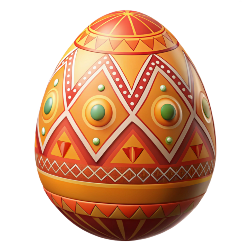 dramatic rustic Decorative Easter Egg Orange and Red Geometric Pattern 4K png