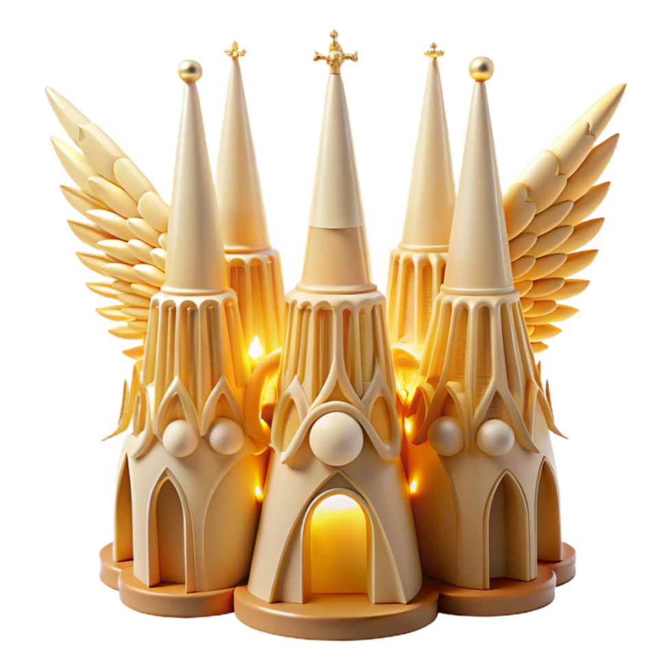 wonderful classic Angelic Castle 3D Render of a Fantasy Architecture premium png