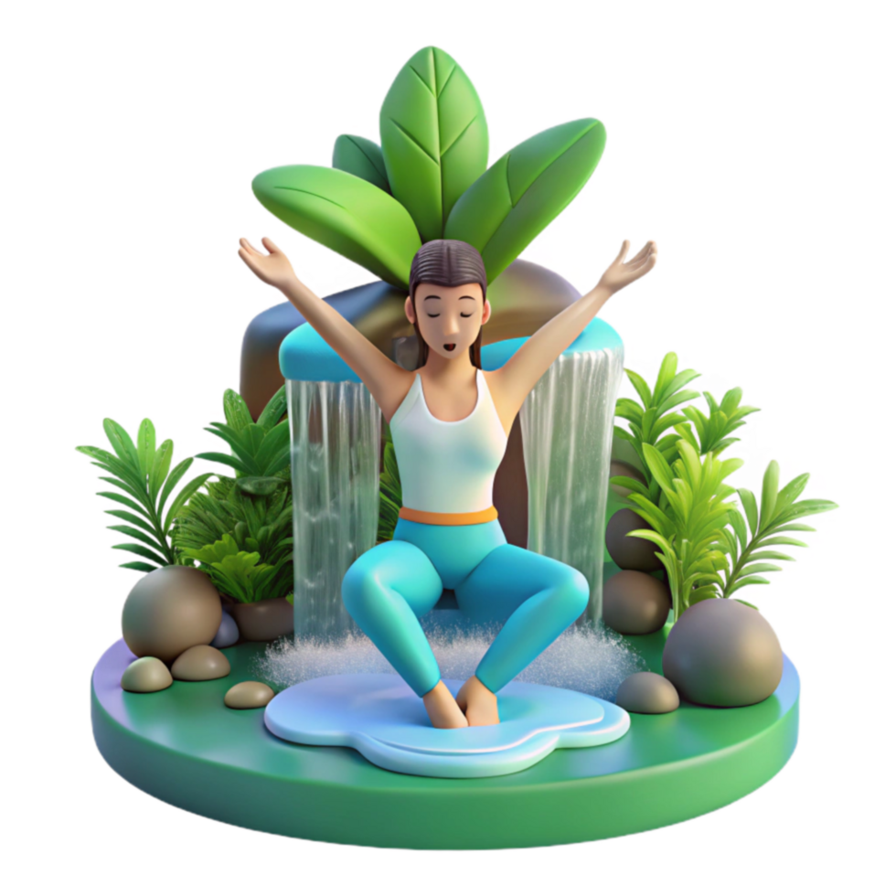 impressive creative Tranquil Waterfall Yoga Find Inner Peace high quality png