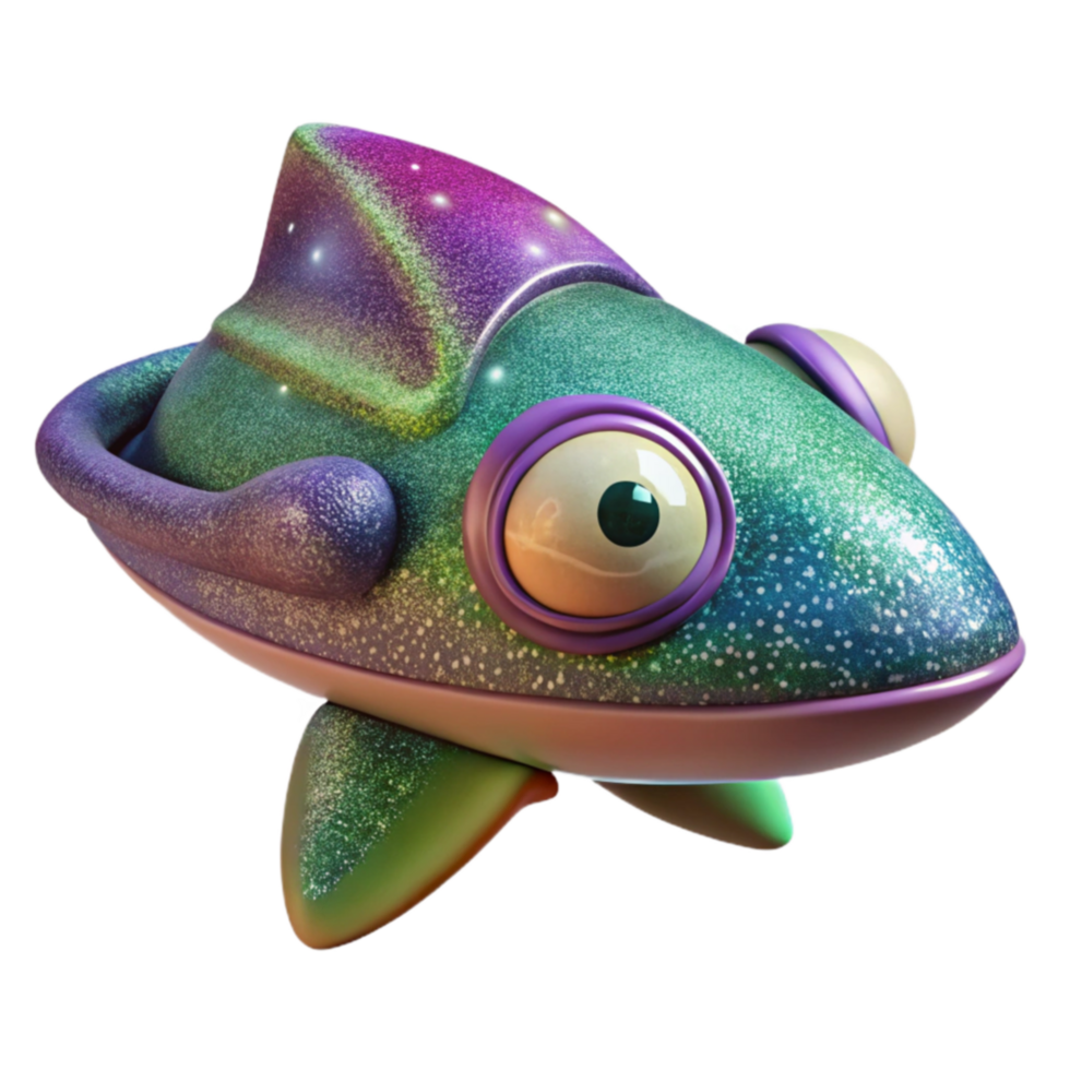 magnificent modern Sparkling Cosmic Creature 3D Render of a Fictional, Colorful, Glitter-Covered Amphibian genuine png