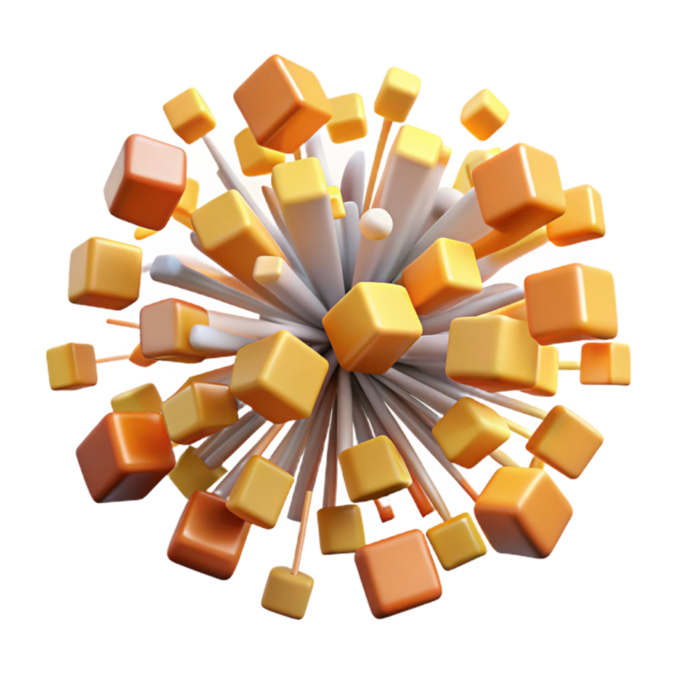 Abstract 3D Cube Burst Exploding Geometric Shapes png