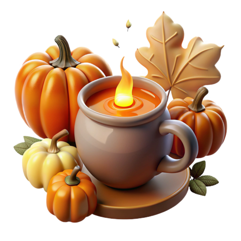 vibrant abstract Autumn Candlelight Pumpkins, Leaves, and Cozy Fall Vibes high resolution png