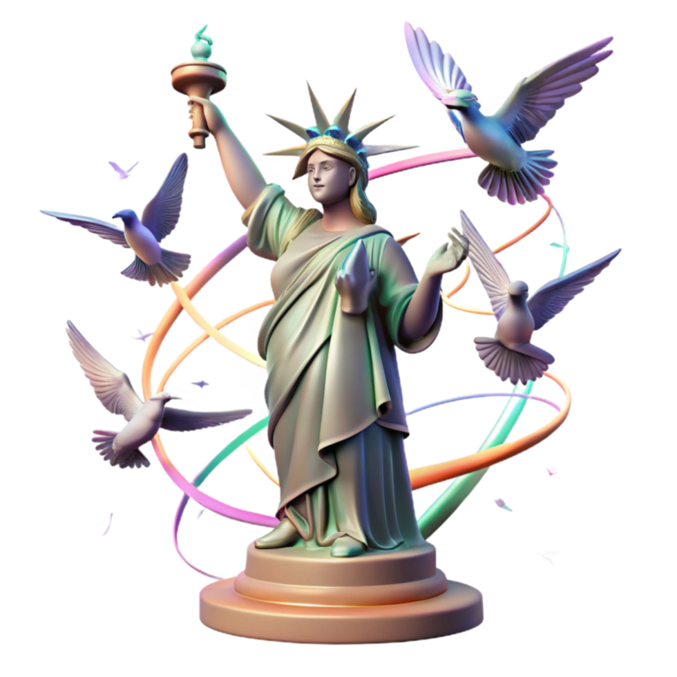 Liberty, Peace, and Doves A 3D Statue png