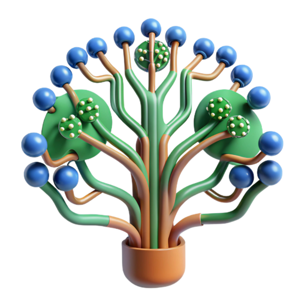 serene creative Abstract Tree Network Growth Visualization 4K png