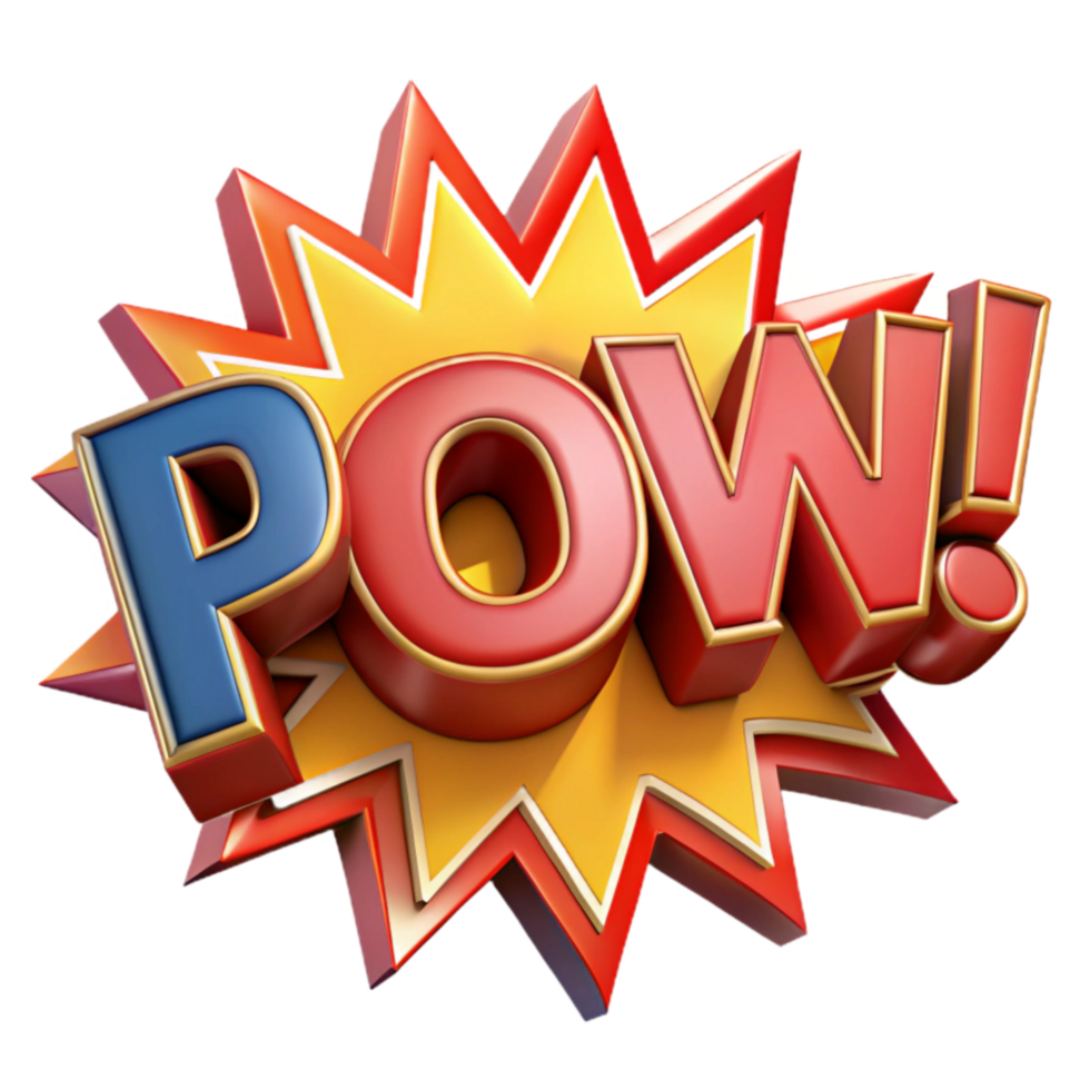 Dynamic 3D Pow Comic Book Explosion Effect png