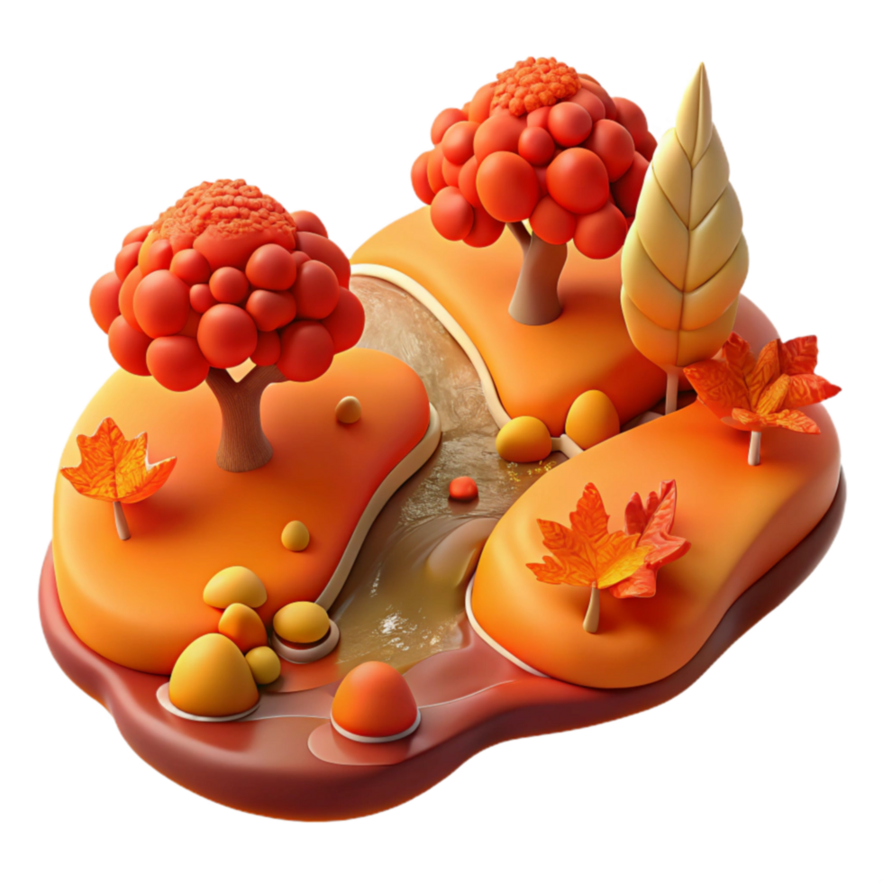 elegant vintage Autumnal Stream 3D Render of a Fall Scene premium png