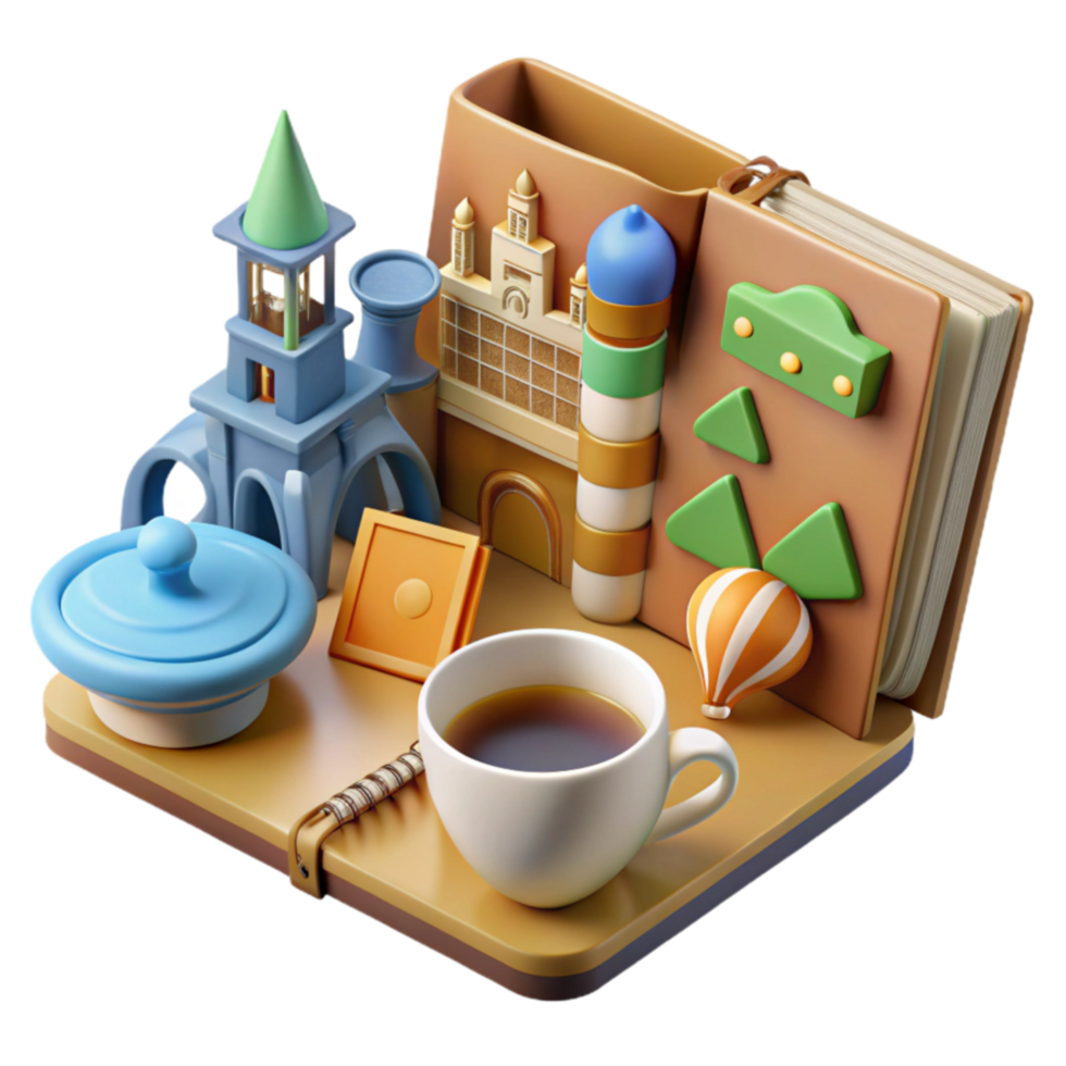 elegant abstract Cozy Coffee Break with Architectural Wonders detailed png