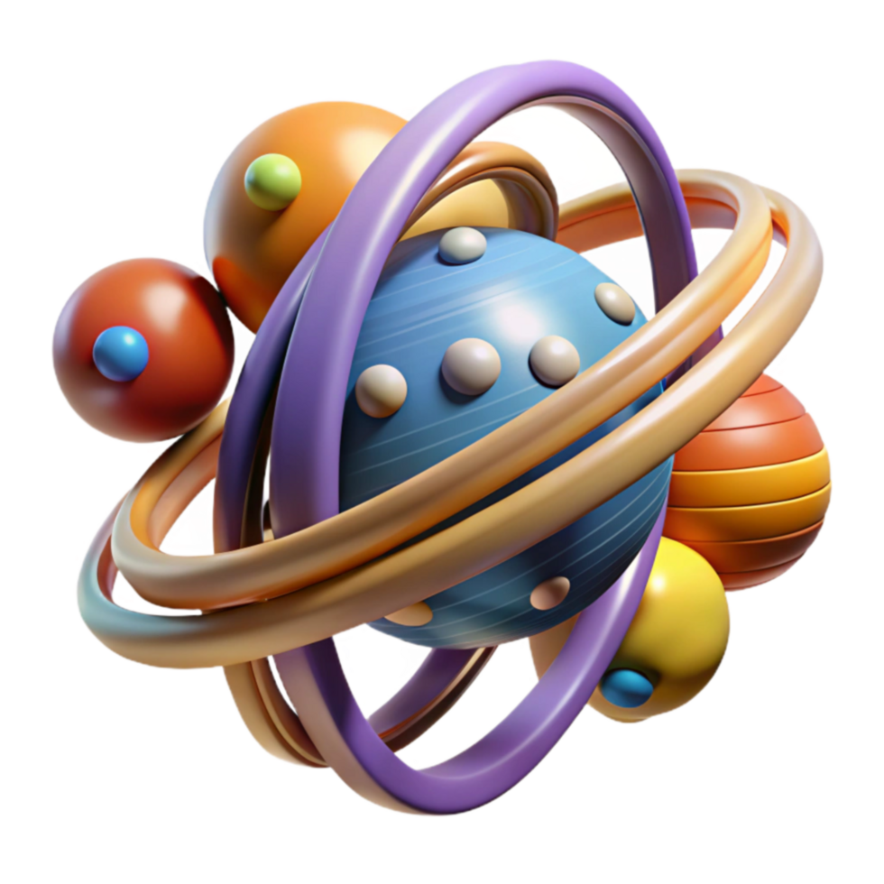 impressive rustic Colorful 3D Abstract Sphere System original png