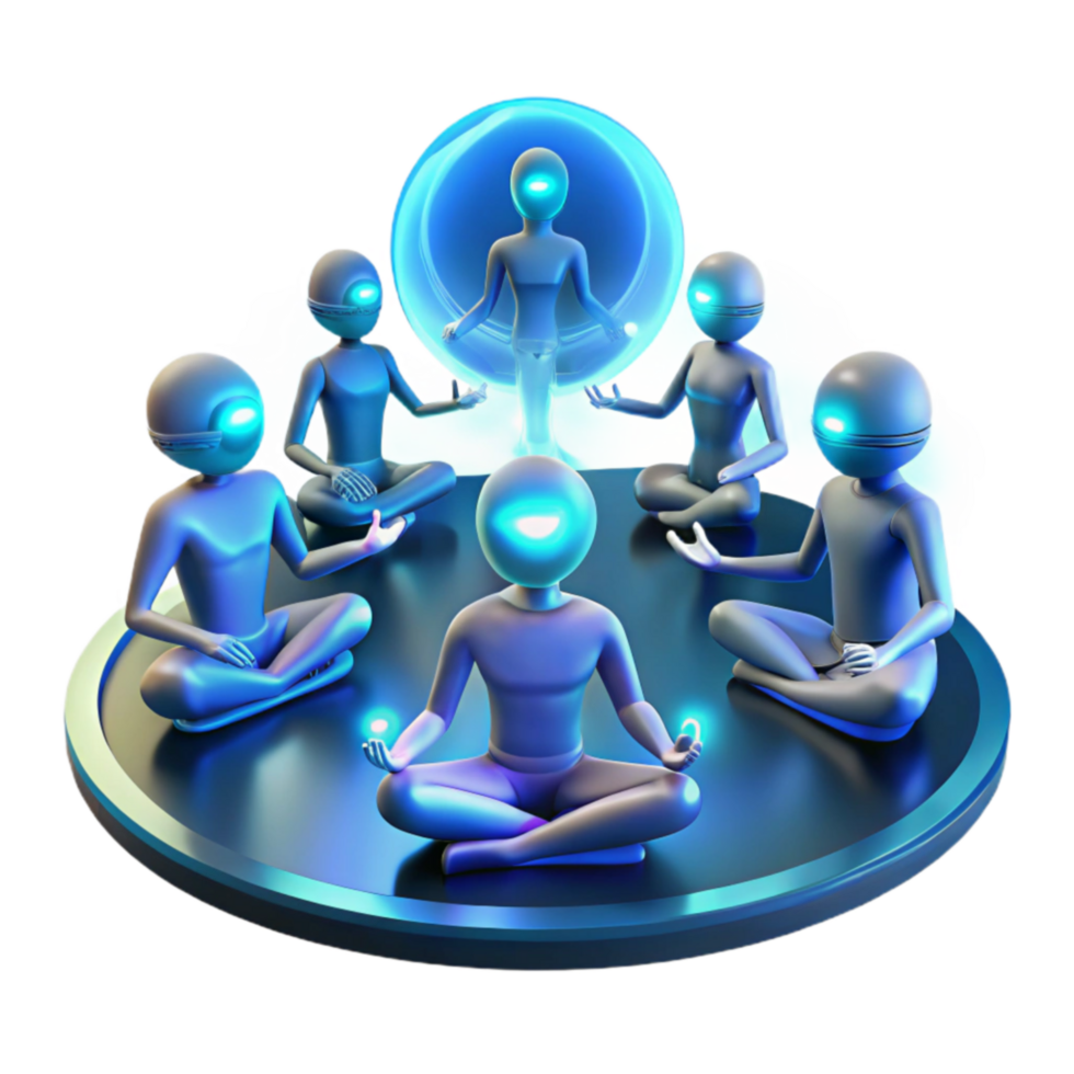 AI Collective Meditation A Futuristic Vision of Shared Consciousness png