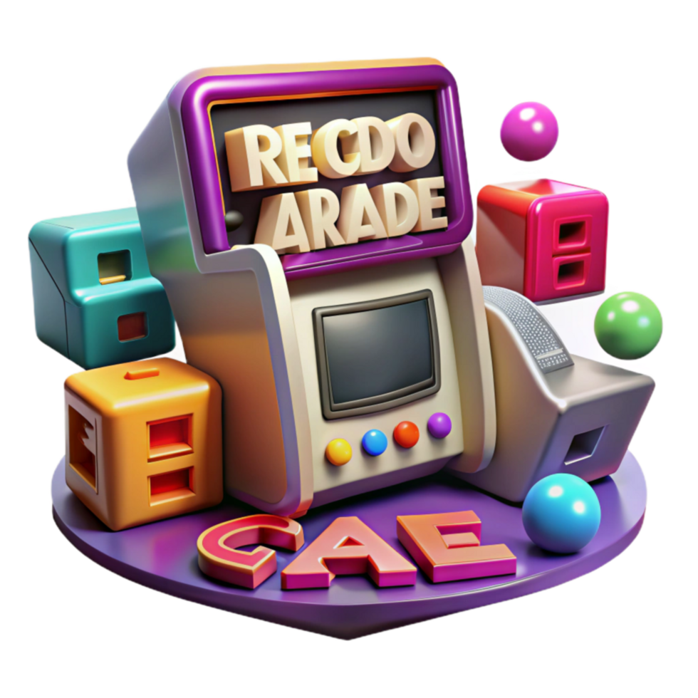 dramatic traditional Retro Arcade Game Colorful 3D Machine high resolution png