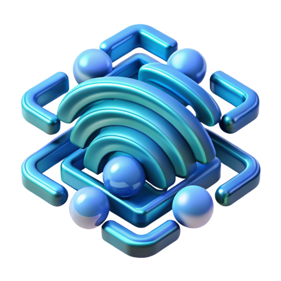 beautiful contemporary Network Connection Abstract 3D Wifi Signal premium png