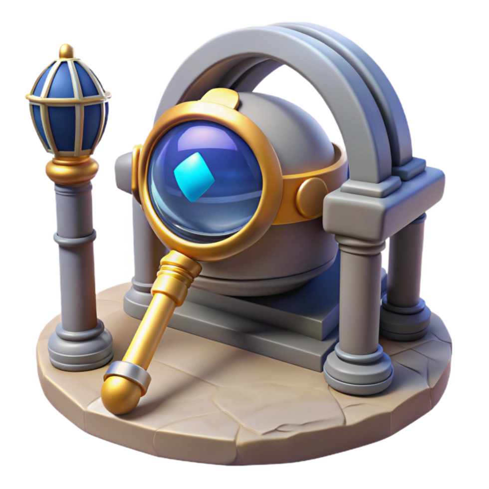 elegant rustic Ancient Orb Mystery Unveiling Secrets with Magnifying Glass original png