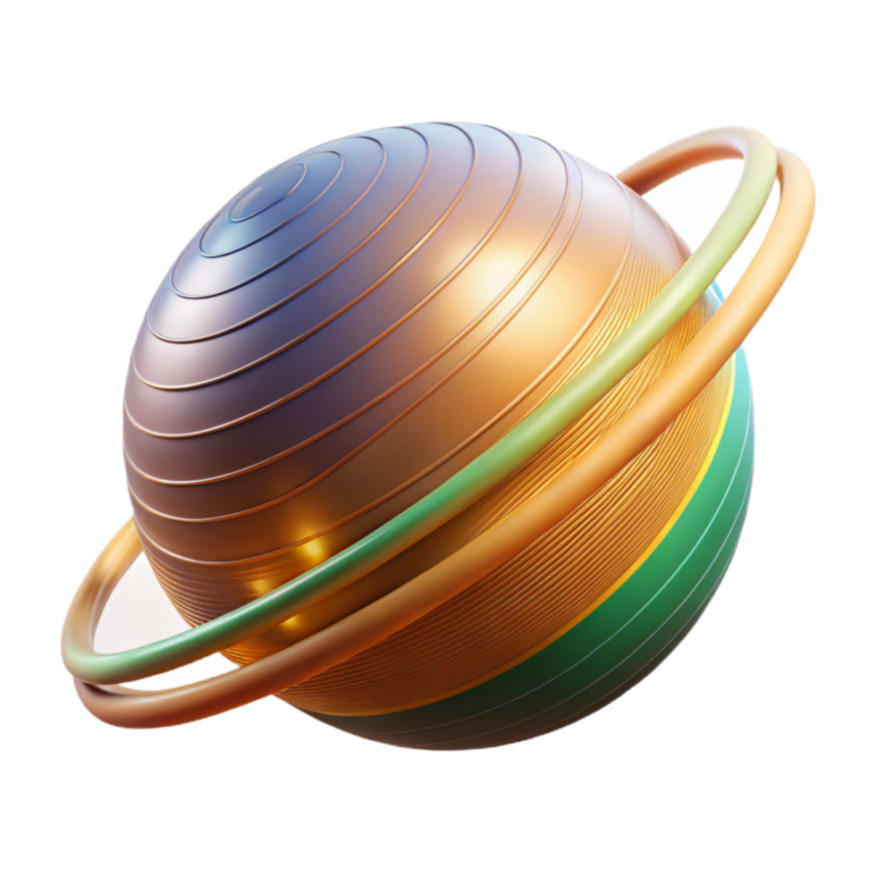 Abstract Gold Planet with Rings 3D Render png