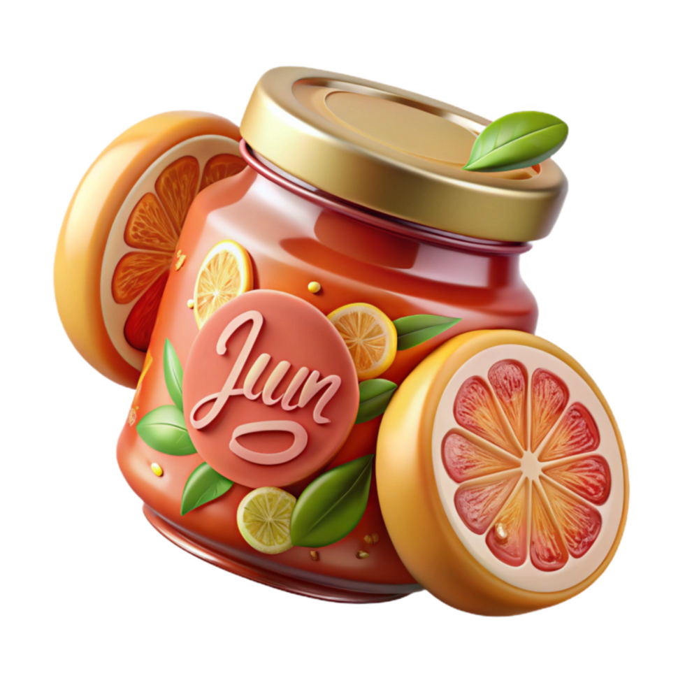 stunning artistic Citrus Fruit Preserve Jar Summers Sunshine in a Jar genuine png
