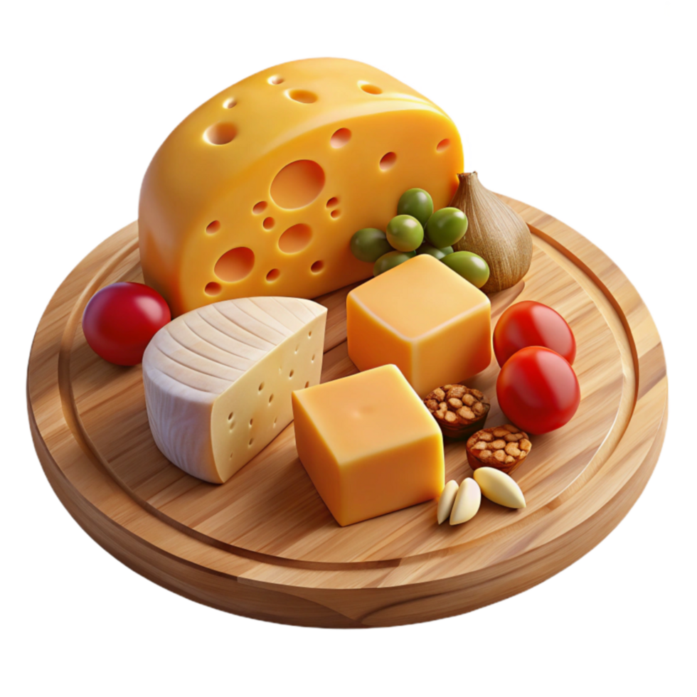 Cheese Board A Delicious Selection of Cheeses, Fruits, and Nuts png