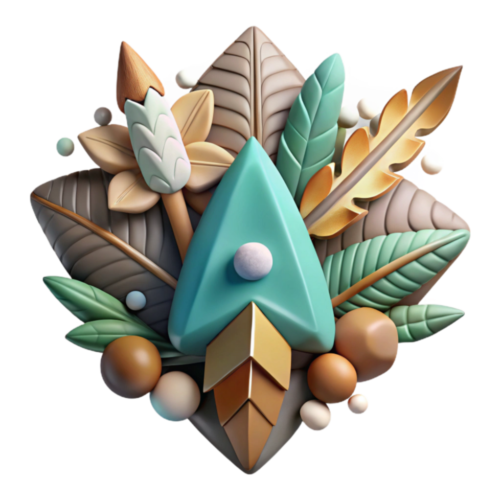 serene modern Abstract 3D Floral Arrow Design high quality png