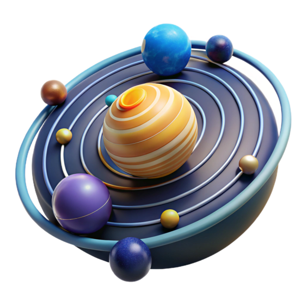 vibrant creative Celestial Orbits A 3D Planetary System exclusive png