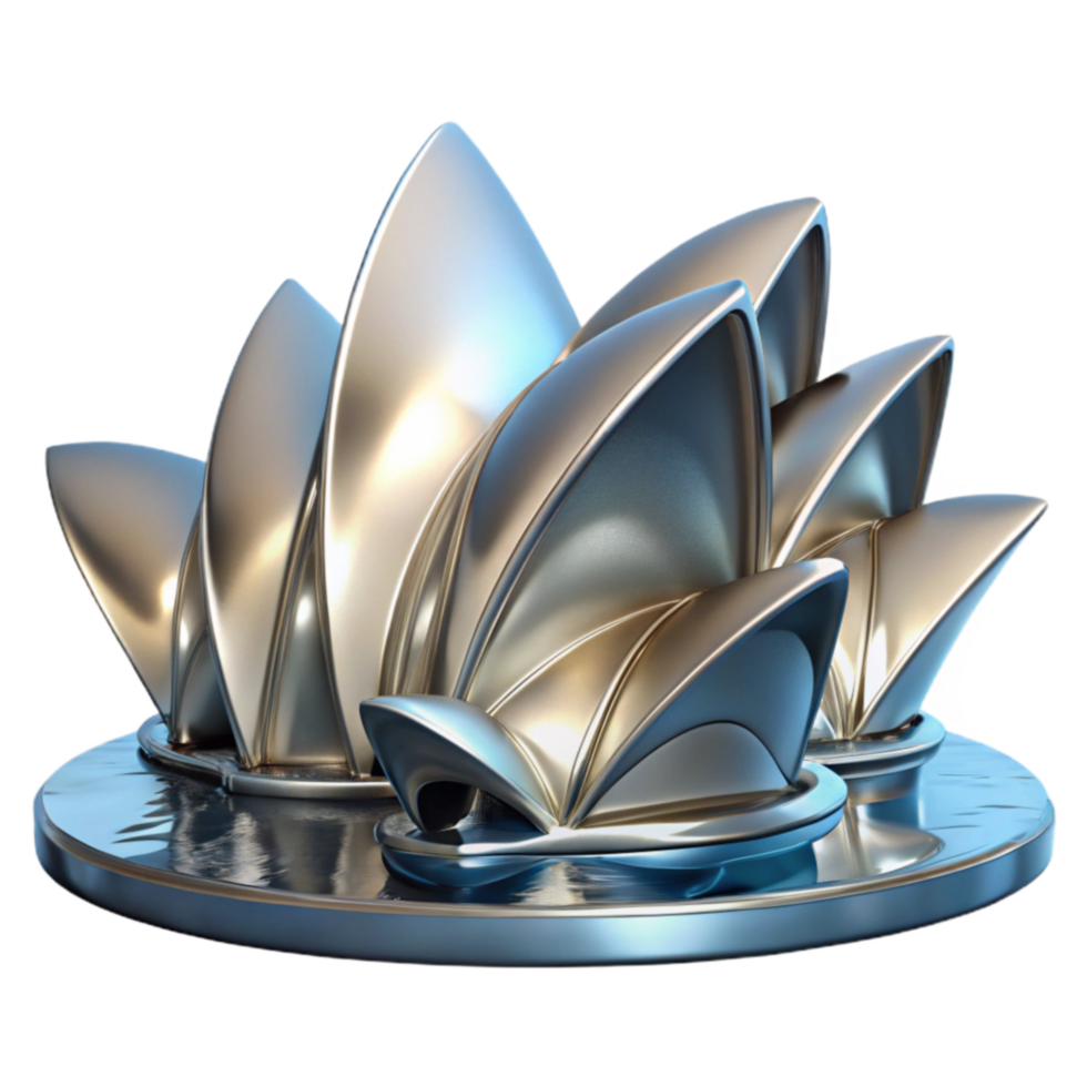 beautiful minimalist Metallic Architectural Model Shells, Design, Structure, Reflection, Abstract, Modern, 3D Render, Art, Sculpture high quality png