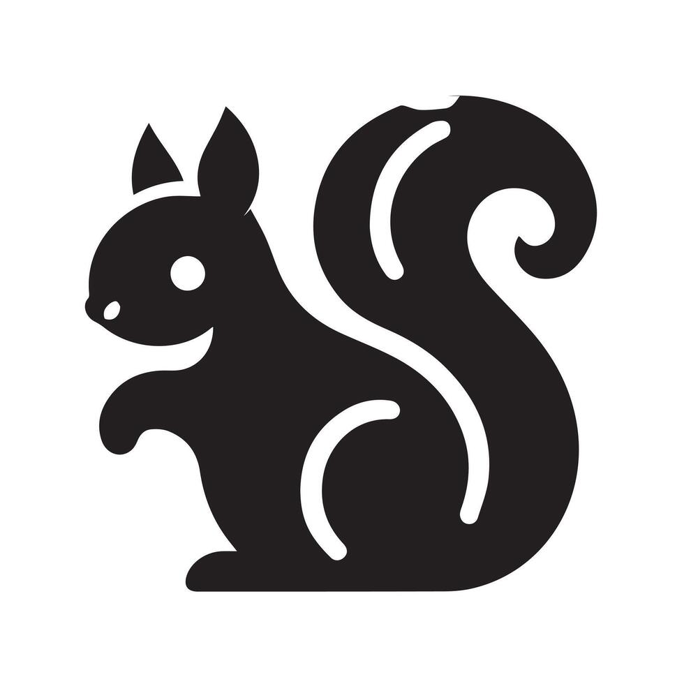 Stylish Black and White Silhouette Squirrel vector