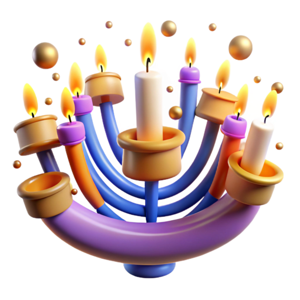 stunning abstract Nine-Branched Candelabra with Lit Candles detailed png