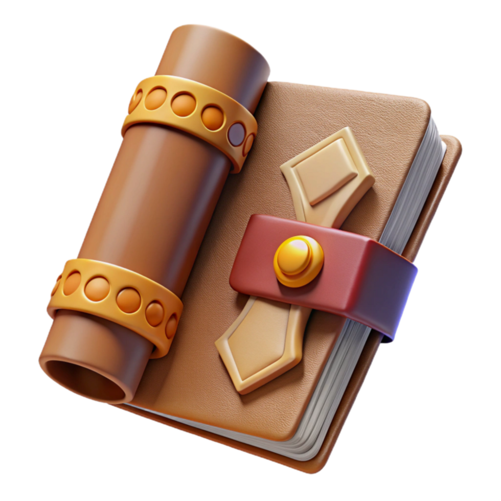 serene abstract Fantasy Journal 3D Render of Ancient Book premium png