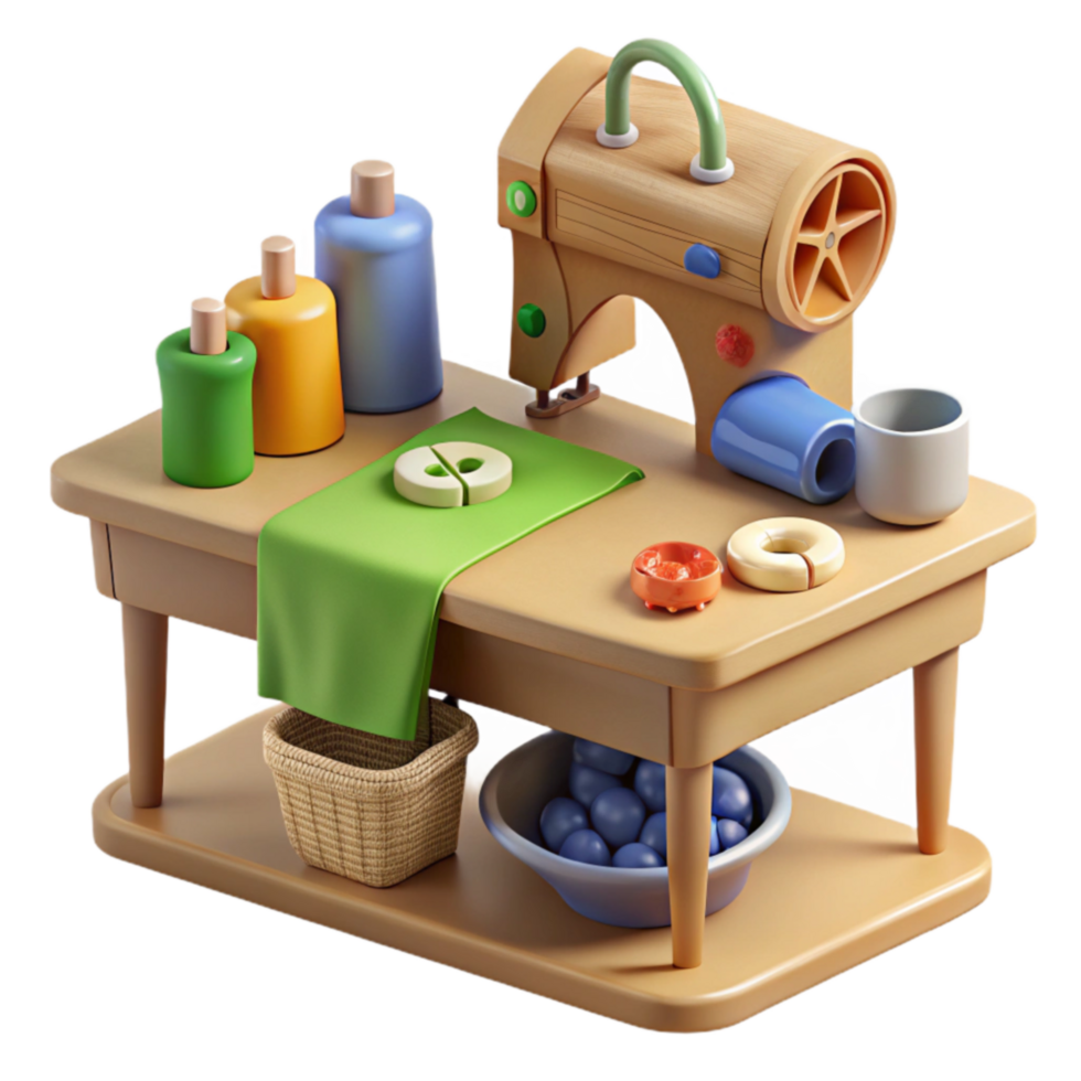 elegant abstract Sewing Machine Tabletop 3D Render authentic png
