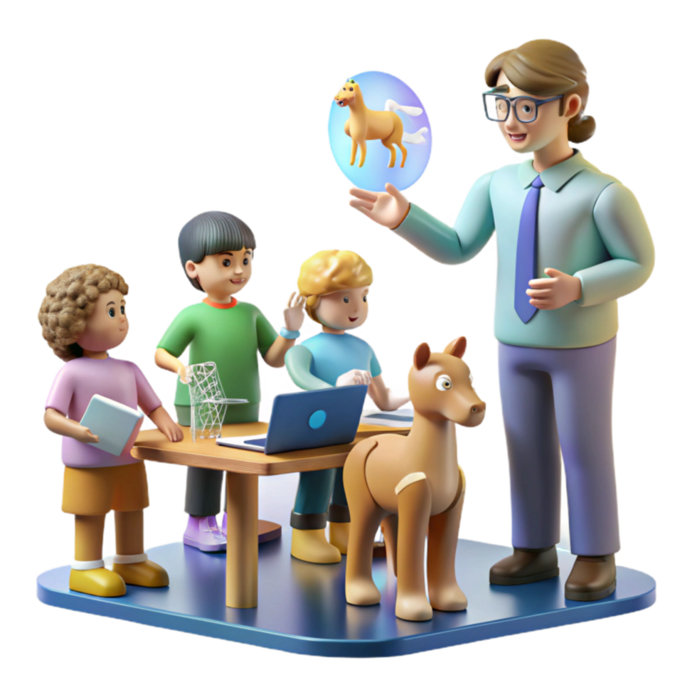 Kids Learning 3D Modeling Fun Educational Project png