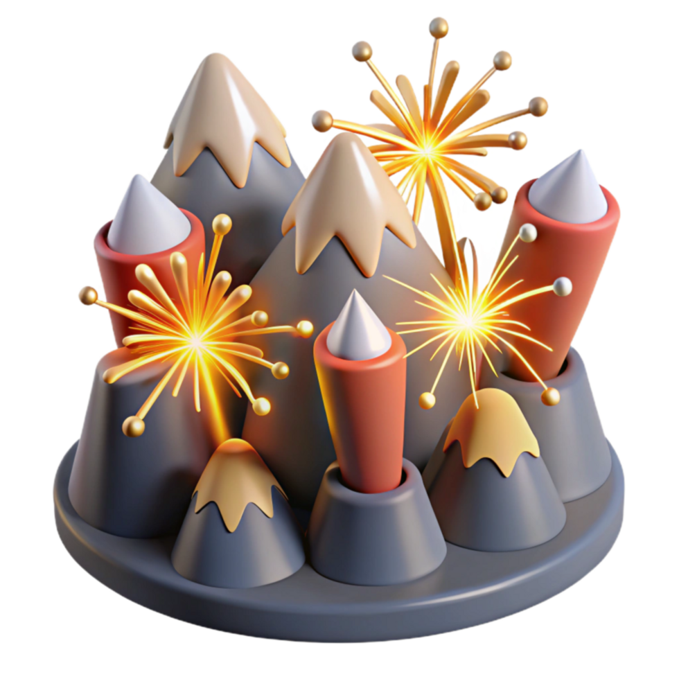 impressive minimalist Festive Mountain Fireworks Display exclusive png