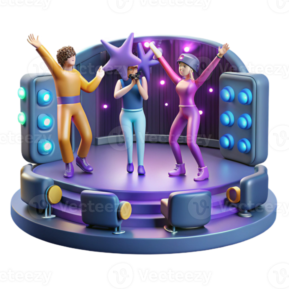 magnificent abstract 3D Animated Characters on Stage Concert, Party, Celebration exclusive png